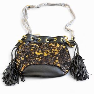 Chic Black and Gold Sequin Crossbody Bag
